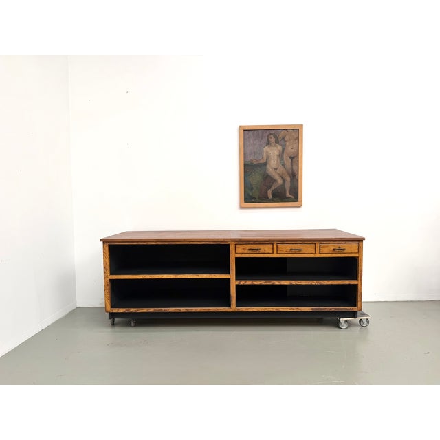 Large Vintage Oak Trade Counter, 1960s For Sale - Image 4 of 18