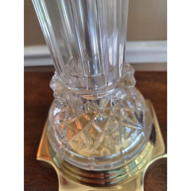 Glass Vintage Glass and Brass Column Table Lamp For Sale - Image 7 of 9