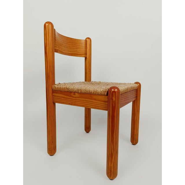 Oak and Rush Chairs in the style of Charlotte Perriand, 1960s, Set of 7 For Sale - Image 17 of 18