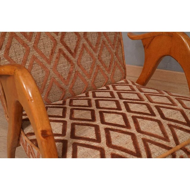 Set of Mid-Century Beech Wood and Fabric Armchairs from Malatesta E Mason, 1950 For Sale - Image 6 of 10