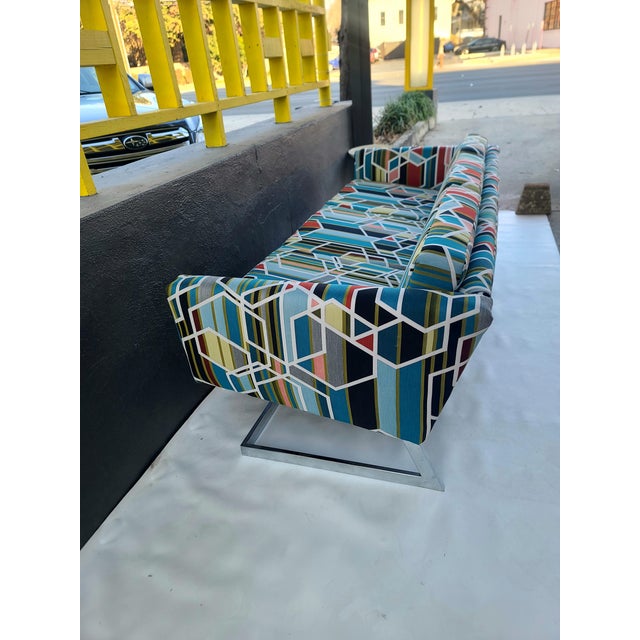 1970s Milo Baughman Thayer Coggin Cantilever Chrome Sofa For Sale - Image 5 of 17