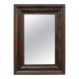 Large Antique Classical Flame Mahogany Ripple Edge Mirror Unsigned C1890 For Sale