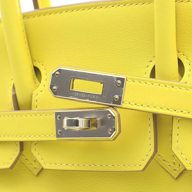Hermes Birkin 25 Swift Handbag Lime Silver Hardware U Engraved