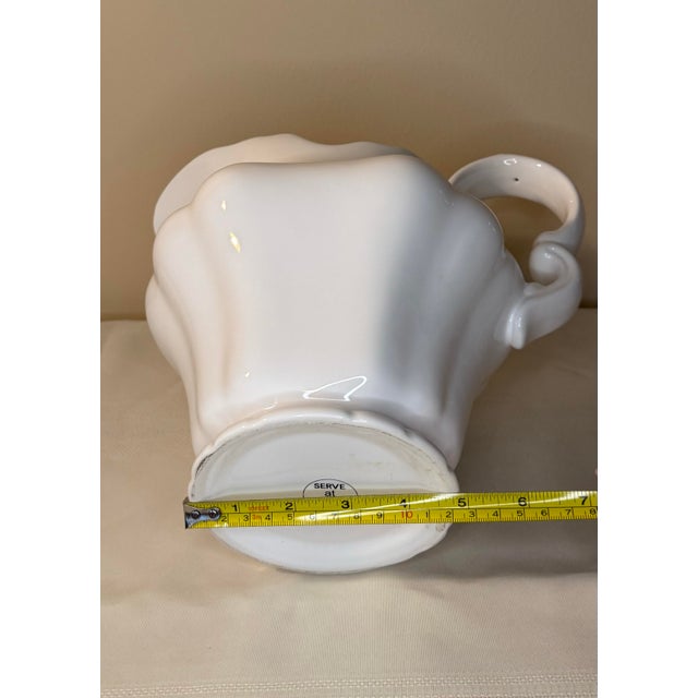 Traditional A Beautifully Sculpted, Glossy White Ceramic Pitcher. For Sale - Image 3 of 3