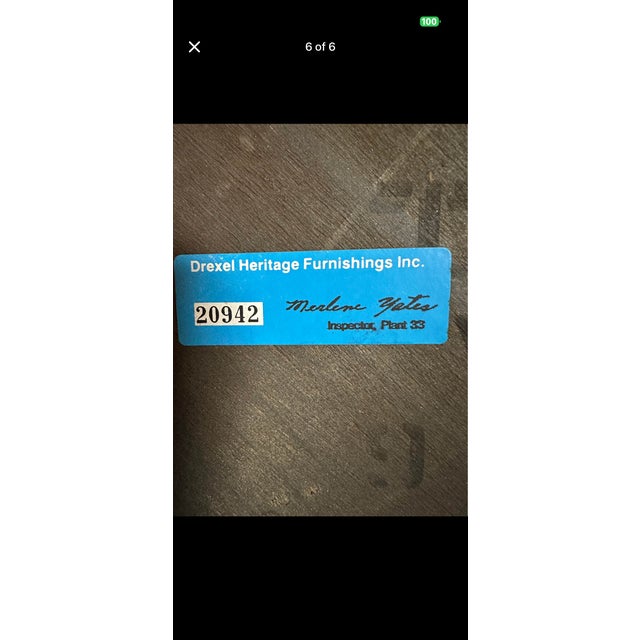 1980s Drexel Heritage Chinoiserie Parsons Side Tables, Pair – Lacquered With Gilt Asian Motif Inlay For Sale - Image 14 of 14