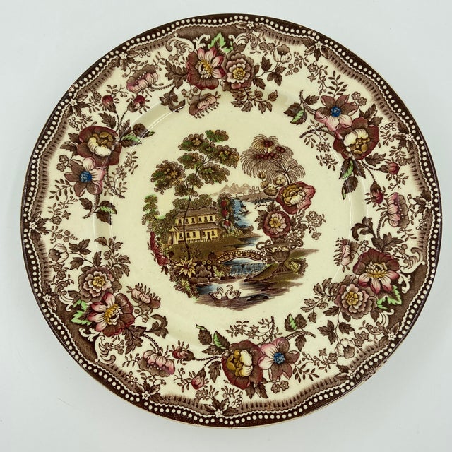 English Vintage Royal Staffordshire "Tonquin" Dinner Plates by Clarice Cliff – Set of 6 For Sale - Image 3 of 11