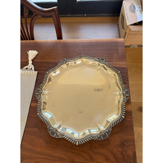 International Silver Sterling Silver Serving Platter-Round For Sale - Image 4 of 5