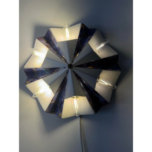 Mid-Century Modern lamp, Produced in Germany, 70´s, Made with white, blue and golden ceramic. Star shape, It can serve as...