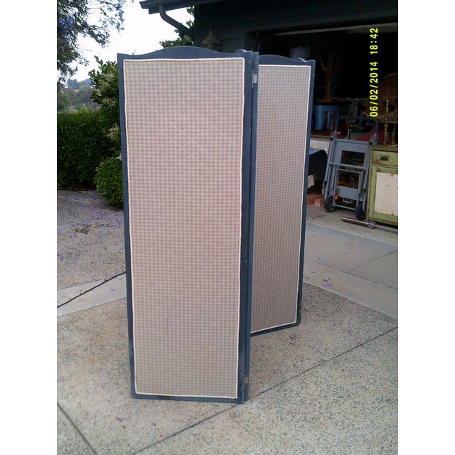 19th Century French 4 Panel Screen With Durenberger Check For Sale - Image 4 of 6