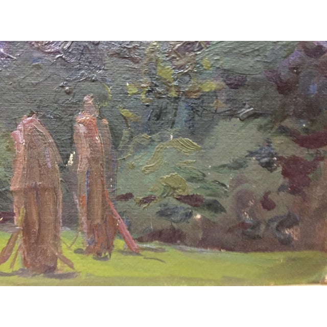 Green 1980s Oil Painting Evening Landscape Fomin Anatoly Nikiforovich For Sale - Image 8 of 10