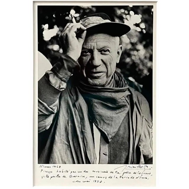 Lucien Clergue (FRENCH, 1934 - 2014) Gelatin silver photographic print depicting a portrait of a costumed Pablo Picasso....