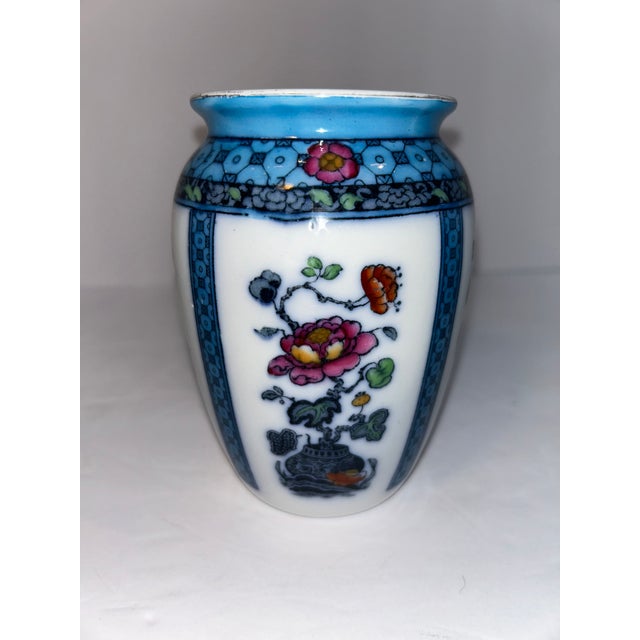 Ceramic Antique English Keeling & Co. Luxe Ware Wash Set – Pitcher, Basin & Jar, Turquoise Floral Transferware, Burslem For Sale - Image 7 of 8