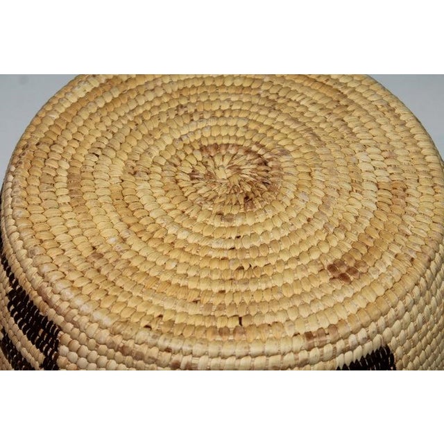 Brown 20th C Woven Bowl Basket With Geometric Cross Pattern For Sale - Image 8 of 8