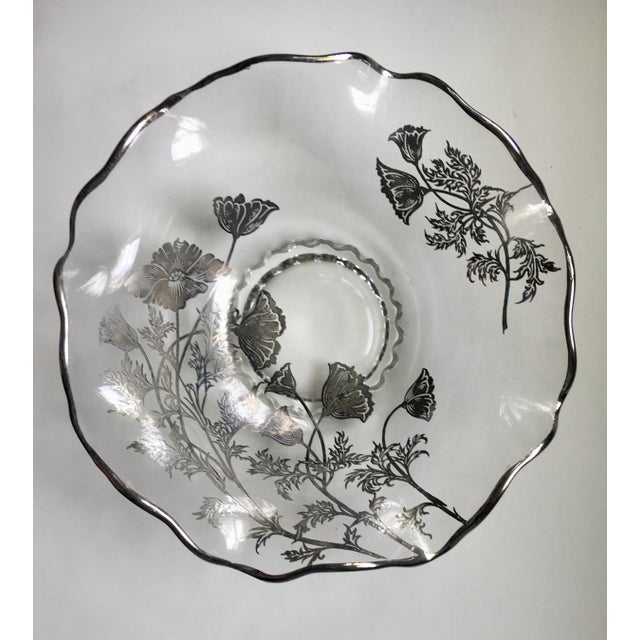 1950s Wildflower Bouquet Silver Overlay Decorative Fruit Bowl For Sale - Image 13 of 13