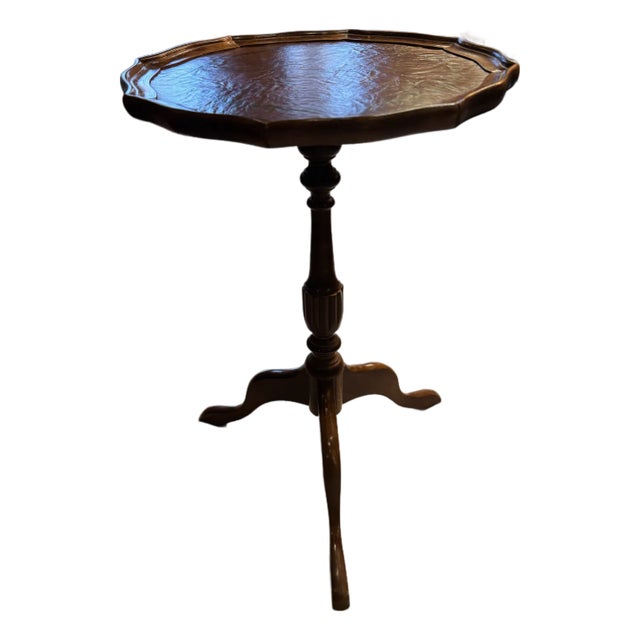 1910s Georgian Style Mahogany Pedestal Table With Tooled Leather Top [Rg] For Sale