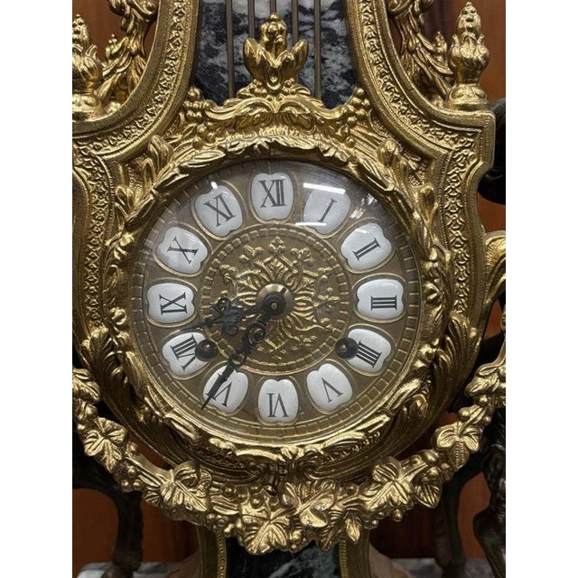 Large Brass & Bronze Clock For Sale - Image 3 of 12