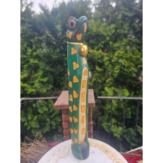 Vintage Wooden African Carved Frog Figurine, 1970s For Sale - Image 10 of 10