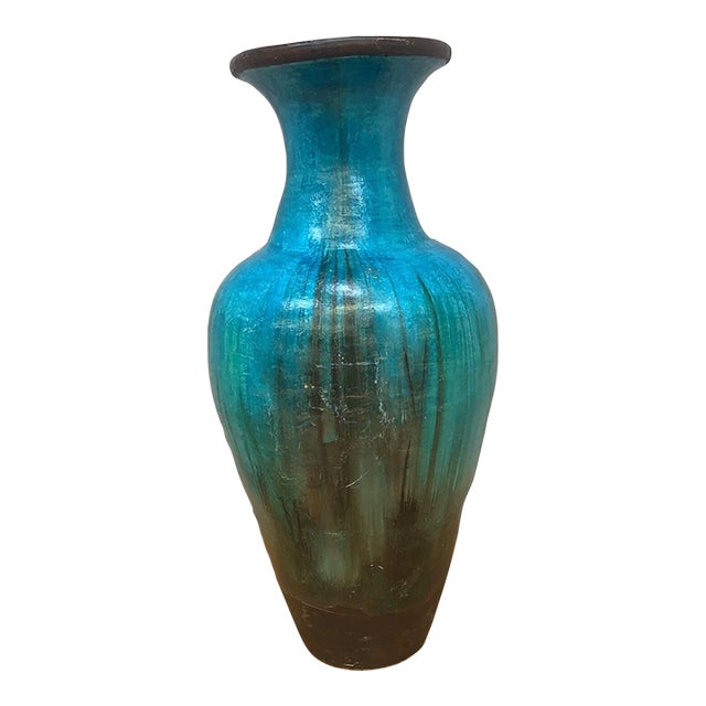 Vintage Teal Floor Vase Chairish