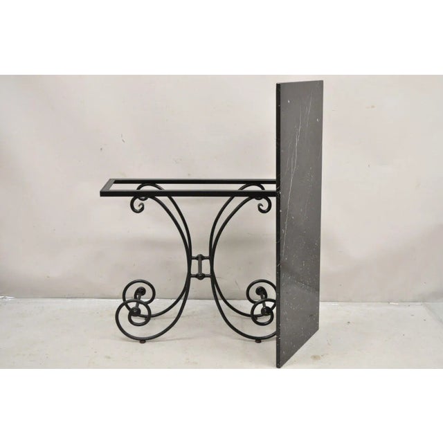 Early 20th Century French Country Pastry Style Wrought Iron Marble Top Baker's Console Table For Sale - Image 10 of 12