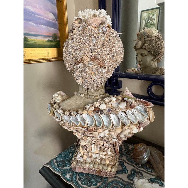 Traditional Seashell Encrusted Ocean Goddess Bust For Sale - Image 3 of 12