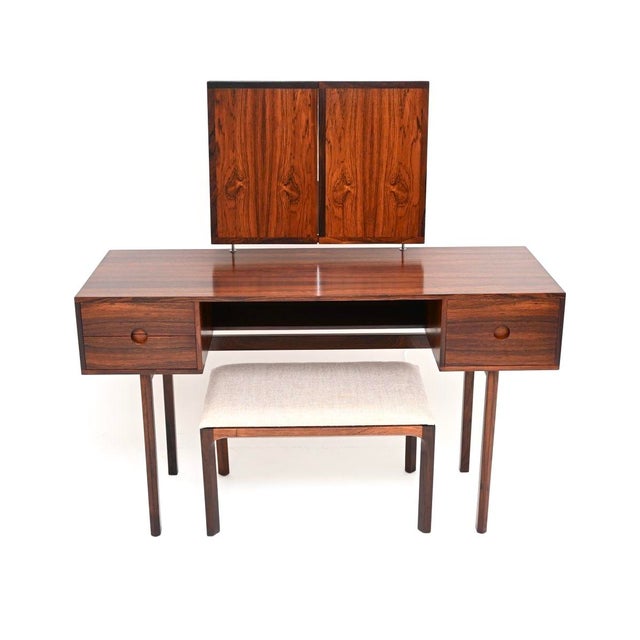 Vintage Danish Rosewood Dressing Table and Stool by Kai Kristiansen for Aksel Kjersgaard, 1960s, Set of 2 For Sale - Image 6 of 17