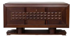 1940s French Carved Wood Sideboard by Charles Dudouyt, Attributed
