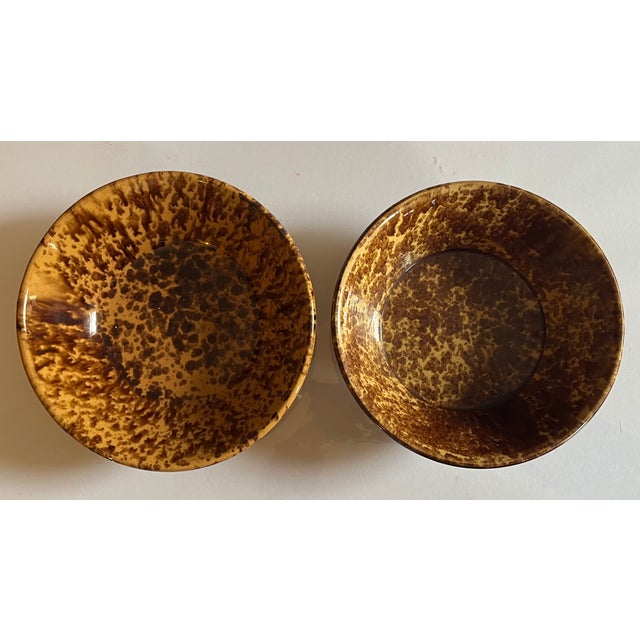 Antique 19th Century Bennington Pottery Brown Treacle Glaze Spongeware Bowls Circa 1860 - Set of 6 For Sale - Image 10 of 18