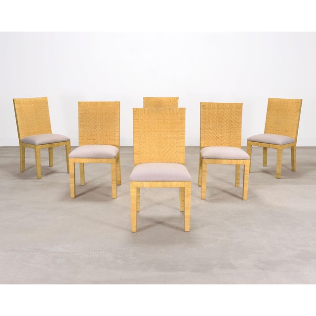 Set of Six Woven Vegan Leather Dining Chairs by Budji Layug For Sale - Image 4 of 17