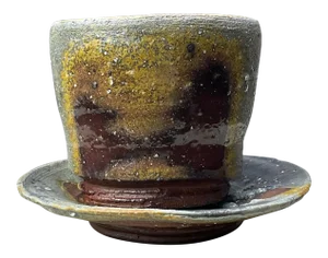 Ca. 1990 Jeff Shapiro Yunomi Cup & Small Plate- 2 Pieces