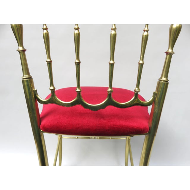 Brass and Red Velvet Chiavari Chair, Italy, 1960s For Sale - Image 9 of 18