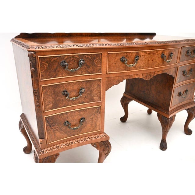 Brown Antique Burr Walnut Dressing Table, 1930s For Sale - Image 8 of 11