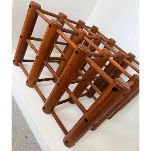 Richard Nissen Vintage Mid-Century Modern Teak Wood Adjustable Wine Rack Holds 12 Bottles in the Style of Nissen Langaa of Denmark For Sale - Image 4 of 12