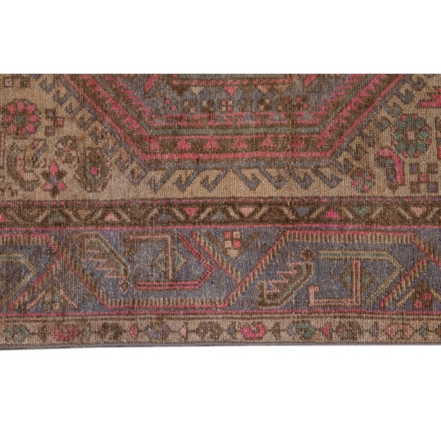 Textile Vintage Malayer Persian Handmade Tan Medallion Wool Runner For Sale - Image 7 of 12