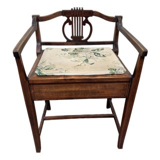Early 20th Century Edwardian Mahogany Inlaid Piano Stool For Sale