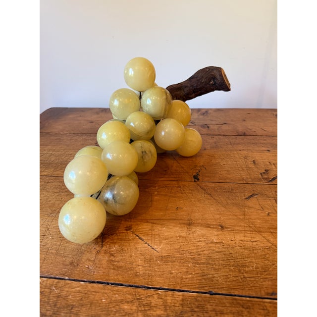 Traditional Vintage Italian Alabaster Grape Cluster, Extra Large, Wood/Vine Stem For Sale - Image 3 of 13