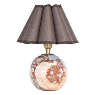 Giorgio Marble Mini Lamp, Natural Brass with Umber Scalloped Shade For Sale