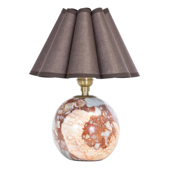 Regina Andrew Giorgio Marble Mini Lamp, Natural Brass with Umber Scalloped Shade For Sale