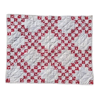 19thc Miniature Postage Stamp Irish Chain Doll Quilt For Sale