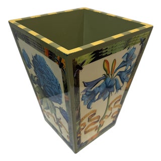 Annie Modica Floral Bathroom Bin, Signed For Sale