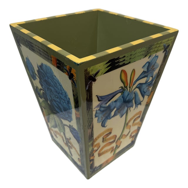 Annie Modica Floral Bathroom Bin, Signed For Sale