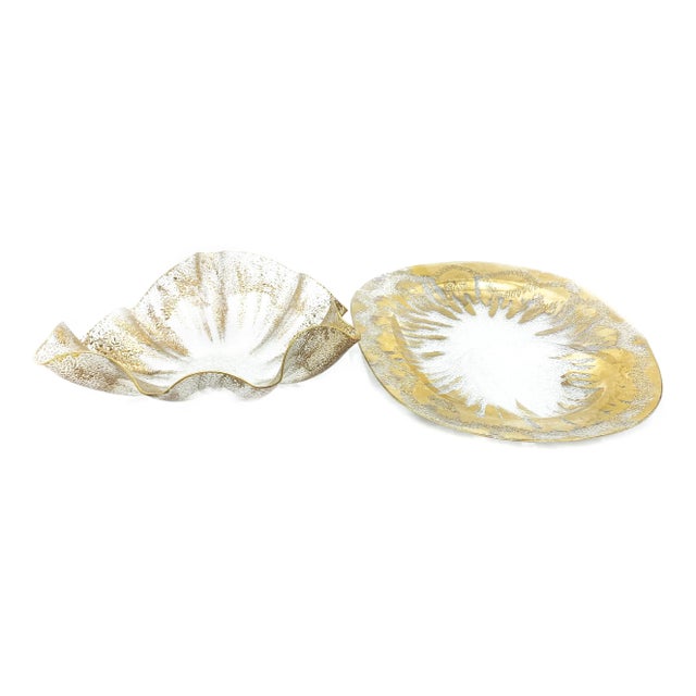 Mid-Century Modern Mid-Century Modern Dorothy Thorpe Metallic Gold Large Serving / Display Dishes - 2 Pieces For Sale - Image 3 of 4