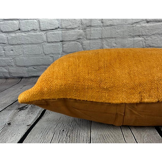 16 x 24 Hemp Pillow Turkish Cushion Natural Orange Pillow Cushion Cover For Sale - Image 4 of 4