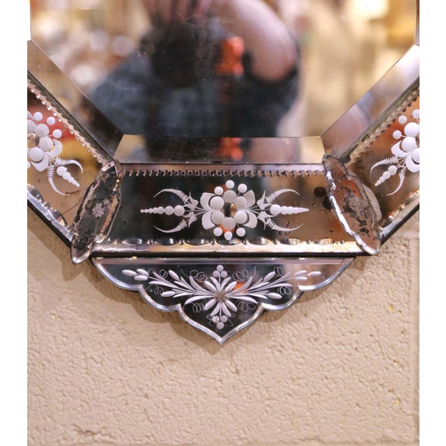 Early 20th Century Venetian Murano Style Beveled Etched Mirror For Sale - Image 4 of 10
