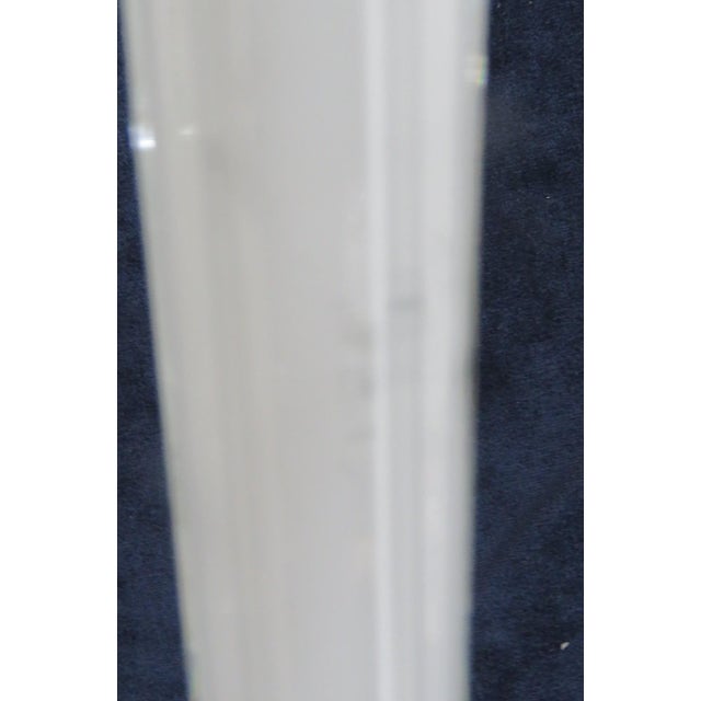 Mid-Century Modern Eiffel Tower Vase White Glass With Slim Tapered Neck and Clear Footed Base 4828b For Sale - Image 3 of 18