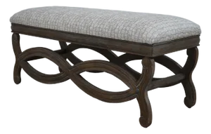 Rustic Gray Carved Frame Window Bench