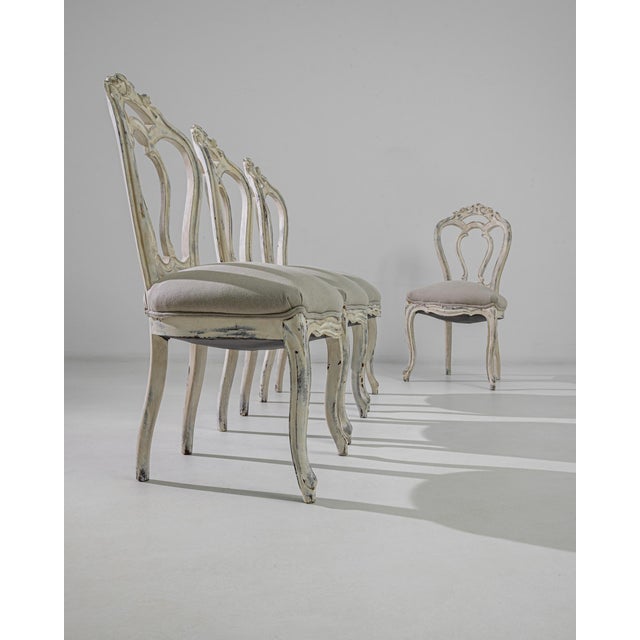 French 1900s Wooden Dining Chairs with Upholstered Seats - Set of 4 For Sale - Image 3 of 18