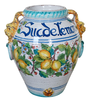 Large Glazed Ceramic Lemon Urn, 1990s