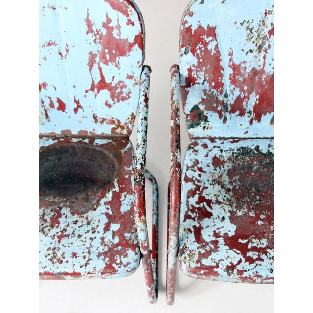 Mid-Century Metal Patio Chairs Pair For Sale - Image 6 of 12