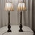 Vintage Tall, Elegant and Stylish Neoclassical Style Table Lamps With Sculptured and Layered Bell Shaped Silk Blend Cream...