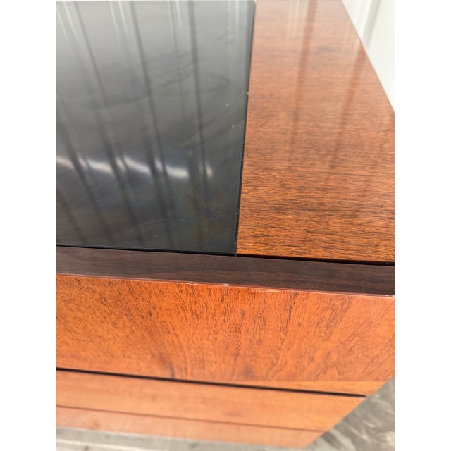 Wood Italian Modern High Gloss Dresser Credenza With Black Glass Top by Alf Italia For Sale - Image 7 of 12
